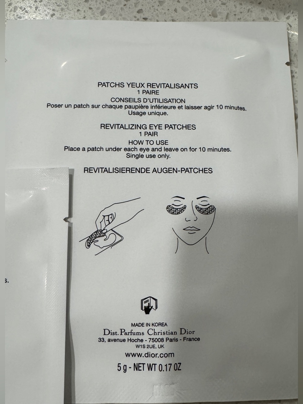 Christian Dior❕Set of Two ! Sheets Gray Eye Patches - Picture 7 of 10
